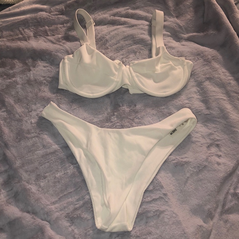 White Ribbed Bikini
